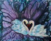 obraz akrylowy "Pururowe serca"