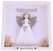 Podziękowanie dla Chrzestnych Komunia Chrzest ramka 3D z Aniołem Rękodzieło