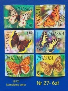 Znaczki fauna:27: motyle, owady- Polska 1977r **