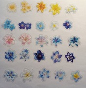 50szt naklejek kwiaty niebieski zółty scrapbooking