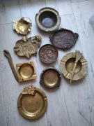 Zestaw popielniczek mis mosiadz braz set antyk 11 sztuk