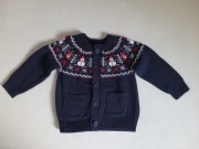 Świąteczny sweterek rozpinany, granatowy COOL CLUB rozm. 86