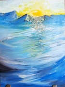 „Morskie fale o świcie” – obraz olejny 30x40 cm