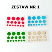 Zestaw KROPEK 64 szt. mix 1, 1,5 i 2 cm Dzień kropki 