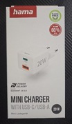 Hama ładowarka sieciowa Mini, PD QC, 1xUSB-C, 1xUSB-A 20W biała (201991)
