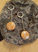 Kolczyki z kamieni Kalcyt pomarańczowy Ręcznie wykonane