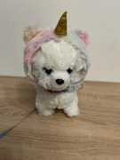 Piesek maskotka chodzący + smycz opaska jednorożca Barbie Mattel 2020