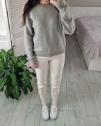 Withblack szałwiowy miętowy szary wełniany sweter 35% wełna 15% moher L