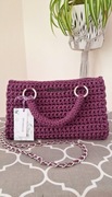 Ręcznie robiona szydełkowa torebka na ramie handmade