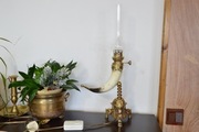 elektryczna lampa naftowa róg mosiądz b.stara