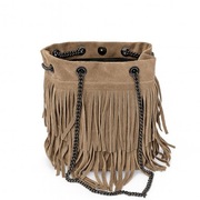 Torebka zamszowa z frędzlami – kolor taupe 