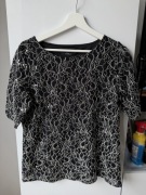 Elegancka czarna bluzka koronkowa z cekinami BM Collectio rozmiar XL