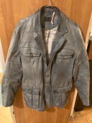 Szara skórzana kurtka Hugo Boss 54 vintage skóra