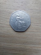 Wielka Brytania fifty pence stan -II; Elżbieta II - 3 portret mały