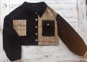 Shein oversize krótka KURTKA  SZTRUKSOWA w KRATKĘ krótki ŻAKIETS M 36 38 