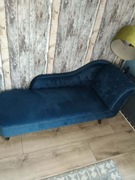 Szezlong welurowy prawostronny ciemnoniebieski NIMES