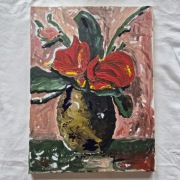 Kwiaty Anthurium w wazonie, obraz od artysty 