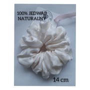 Kremowa jedwabna gumka do włosów 100% jedwab naturalny paseczki 