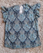 Wzorzysta bluzeczka rękawki falbanki
