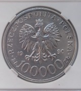 100 000 zł., złotych Solidarność. Typ C. Bardzo rzadkie. Piękne.