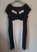 elegancka uroczysta sukienka ołówkowa czarno-biała dekolt Monnari 44/XXL