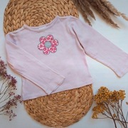 Bluzka bluzeczka 80 różowa długi rękaw z kwiatkiem jasna