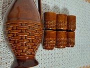 Kamionkowy zestaw - dzbanek i 6 kieliszków, PRL