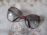 Czerwone okulary przeciwsłoneczne Viennaline 1359 retro vintage pozłacane