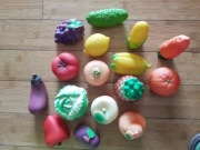 Sprzedam zestaw owoców i warzyw do zabawy – 16 sztuk + koszyk IKEA