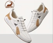 Buty męskie BECK wiązane ekologiczna skóra kolor biały rozmiar 43