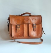 Skórzana torba aktówka rzemieślnicza vintage brązowa 40x2 8 cm