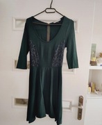 Sukienka butelkowa zieleń Bershka M koronka