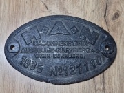 M.A.N - Tabliczka znamionowa 1935 