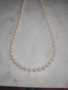 Naszyjnik sznur pereł naturalnych długość 77 cm,  barwa kremowo różowa