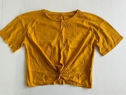 Crop top z wiązaniem S/36 musztardowy jak nowy bawełna+modal #1824