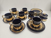Serwis kawowy garnitur do kawy Tułowice kobalt złoto porcelana