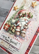 Świąteczna kartka 3D na Boże Narodzenie. Gnome. Handmade