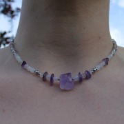 Naszyjnik Choker AMETYST KRYSZTAŁ GÓRSKI AGAT