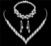 Komplet Biżuterii Srebrny Naszyjnik Kolczyki Bransoletka Ślub Cyrkonie B7
