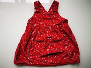 Czerwona sukienka w kwiaty 9-12 mc.