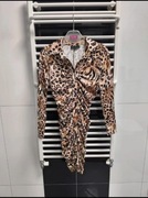 Sukienka panterka marszczenia Lady Drama uni premium drapowania