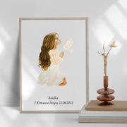 Spersonalizowany obrazek komunijny| Unikalna pamiątka z imieniem i datą A4