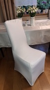 BIAŁY POKROWIEC NA KRZESŁO BANKIETOWE, KOMUNIA, ŚLUB, ELASTYCZNE