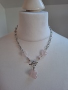 Naszyjnik handmade ze stali nierdzewnej z naturalnych kamieni perły kwarc