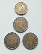 5 zł i 2 zł z 1994, 1995, 1996 roku