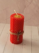premium świeca z naturalnego wosku pszczelego czerwona 10 cm handmade