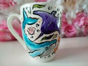 Kubek ręcznie malowany - morskie opowieści - płaszczka