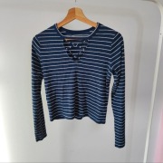 Bluzka sweterkowa Hollister 38 M długi rękaw granatowy w paski wygodny mię