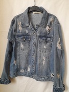 Damska jeansowa katana kurtka na guziki z rozdarciami Re-Dress rozmiar XL