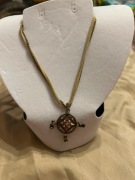 Arts&Crafts naszyjnik na rzemyku i łańcuszku 45cm